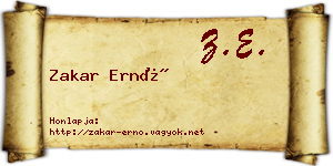 Zakar Ernő névjegykártya